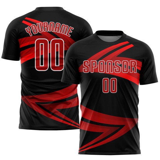 Custom Black Red-White Sublimation Soccer Uniform Jersey Custom Black Red-White Sublimation Soccer Uniform Jersey