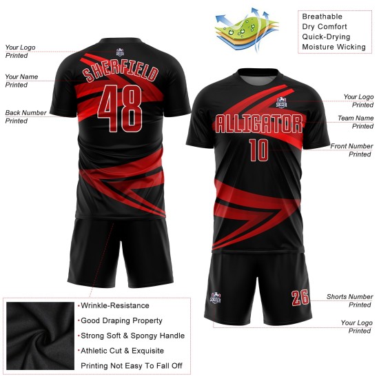 Custom Black Red-White Sublimation Soccer Uniform Jersey Custom Black Red-White Sublimation Soccer Uniform Jersey