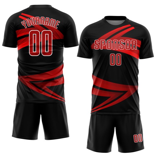 Custom Black Red-White Sublimation Soccer Uniform Jersey Custom Black Red-White Sublimation Soccer Uniform Jersey